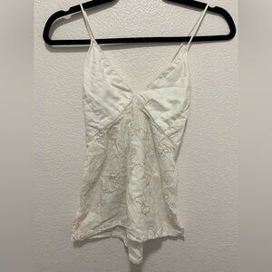 White cotton babydoll top with embroidery